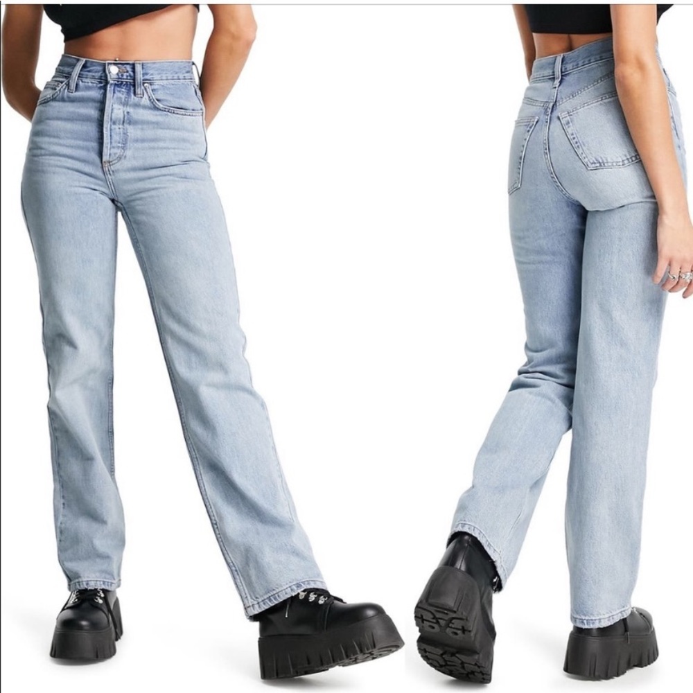 NWOT TopShop Kort Straight Leg Jeans - Picture 2 of 12